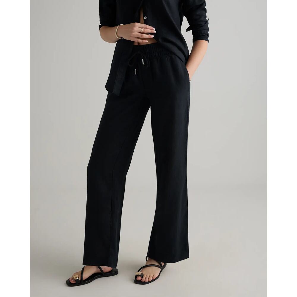 Quince Black Wide Leg Pants linen large